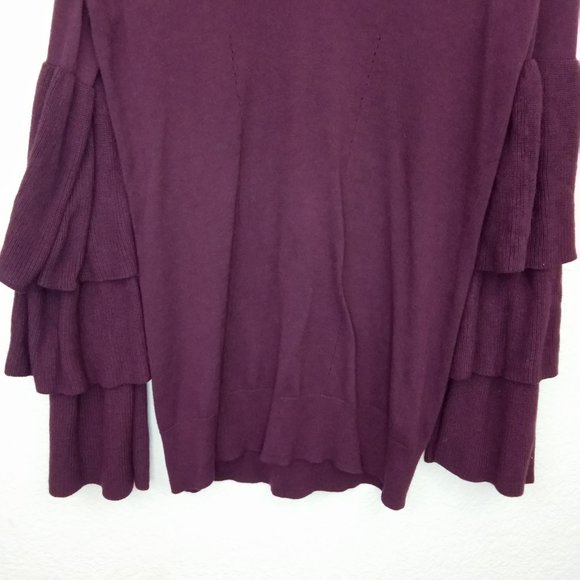 Chelsea28 Maroon Tier Ruffled Sleeve Sweater S - Picture 7 of 14